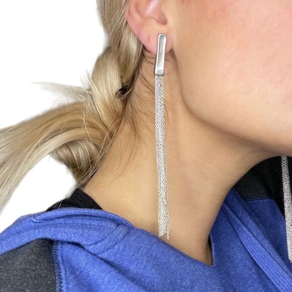 Silver Tassel Earrings - Picture 1 of 6